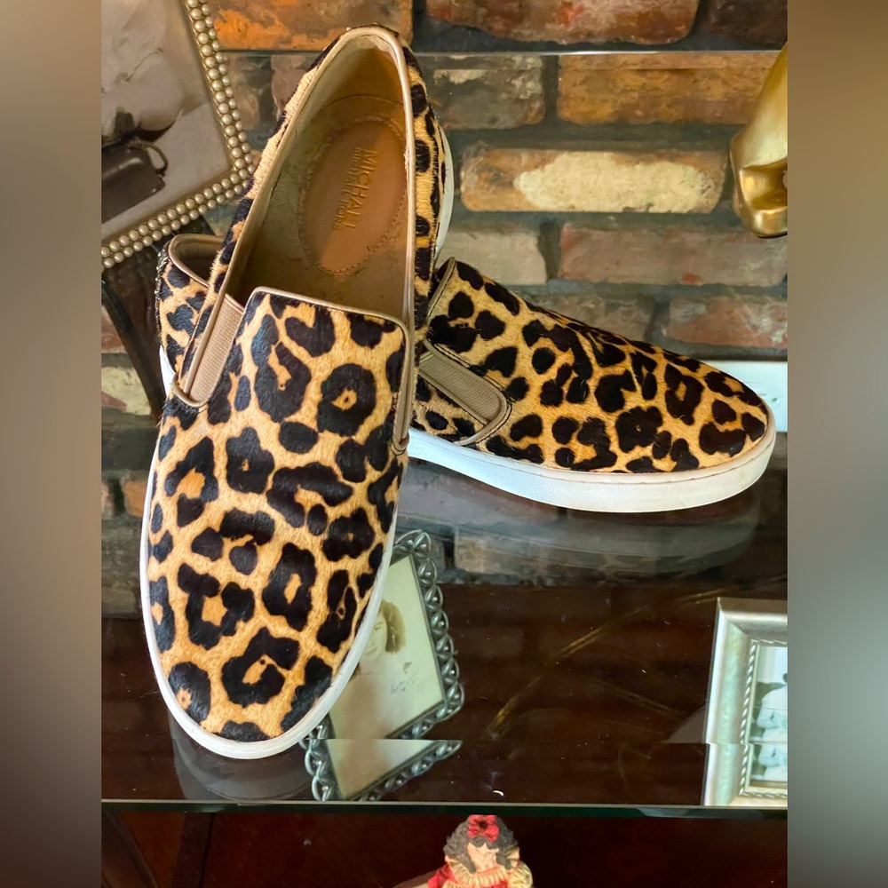 Michael Kors size 10 Van like shoes (hair) leopard animal print shoe gently used